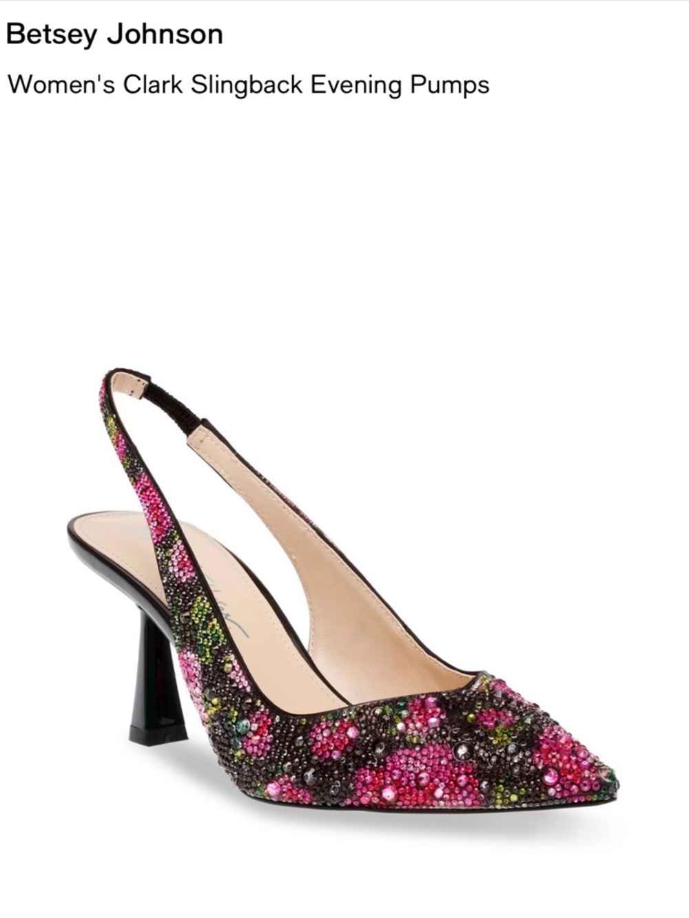 Betsey Johnson Pink Multicolor Crystal Slingback Pumps size 6